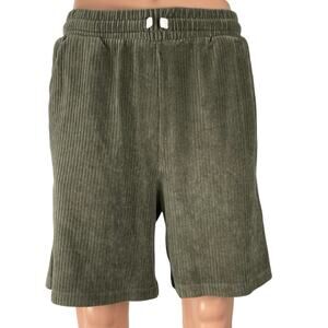 Asos Design Men's Green Ribbed Velvet Velour High Waisted Casual Lounge Shorts M